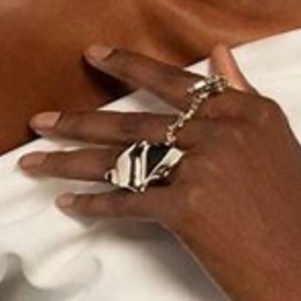 ALEXIS BITTAR Crumpled Metal Graceful Leaf Shaped Sculpted Yellow Gold Ring